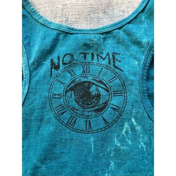No Time Teal Tie Dye All Seeing Eye Pyramid Tank Top Women's Medium - Picture 4 of 5